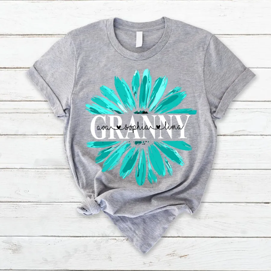 Personalized nana with grandkids daisy color T-Shirt, Mother's Day Gift Shirt