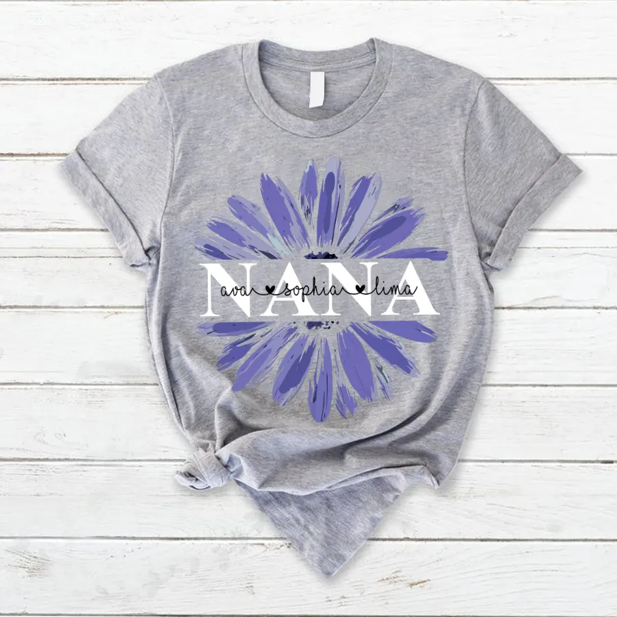 Personalized nana with grandkids daisy color T-Shirt, Mother's Day Gift Shirt