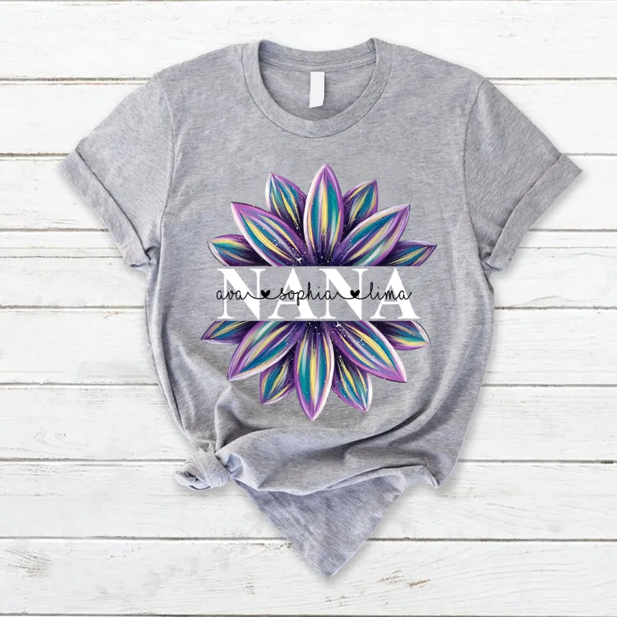 Personalized nana with grandkids daisy color T-Shirt, Mother's Day Gift Shirt