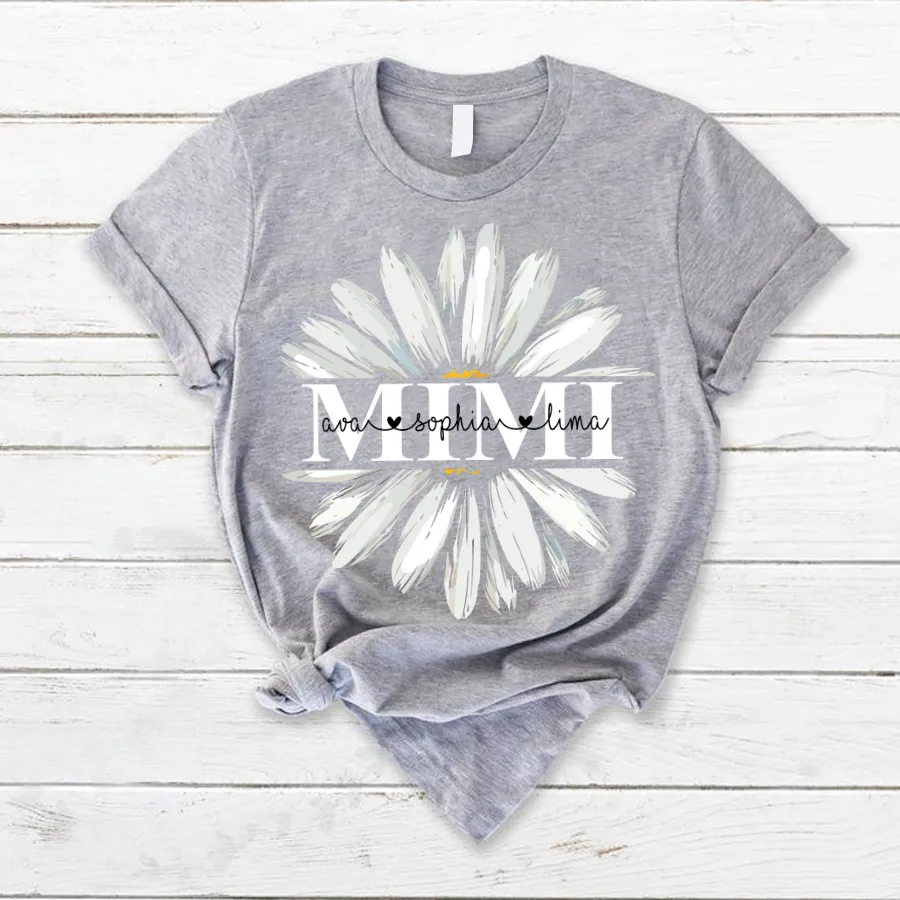 Personalized nana with grandkids daisy color T-Shirt, Mother's Day Gift Shirt