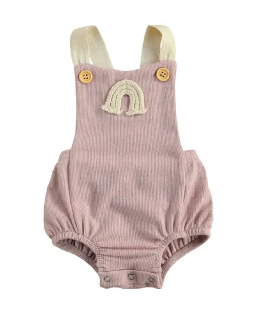 Pink Ribbed Rainbow Romper #1000192