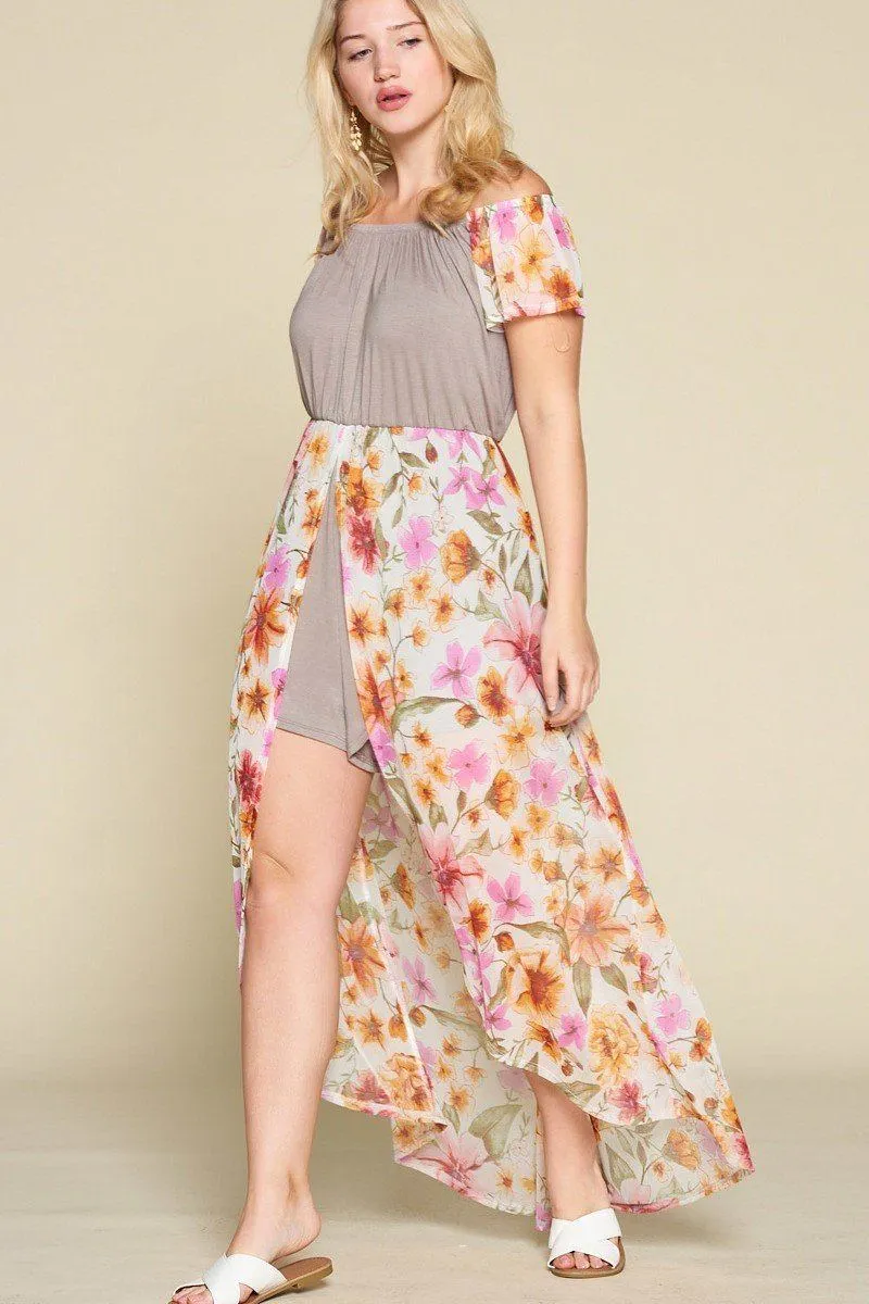 Plus Size Solid Jersey Maxi Romper