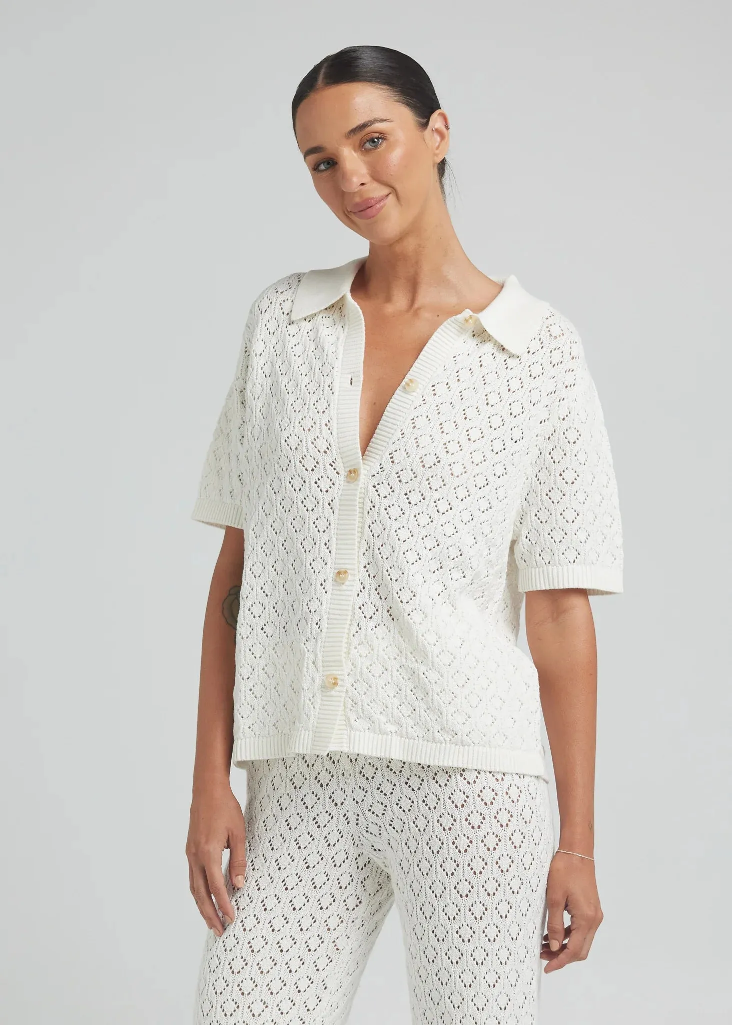 POOLSIDE PARADISIO Mimosa knit shirt-Gardenia