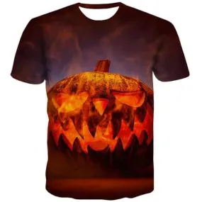 Pumpkin T-shirt Men Halloween Tshirts Novelty Flame T-shirts Graphic Gothic Tshirt Printed Harajuku Tshirt Anime Short Sleeve