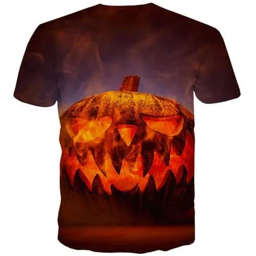 Pumpkin T-shirt Men Halloween Tshirts Novelty Flame T-shirts Graphic Gothic Tshirt Printed Harajuku Tshirt Anime Short Sleeve