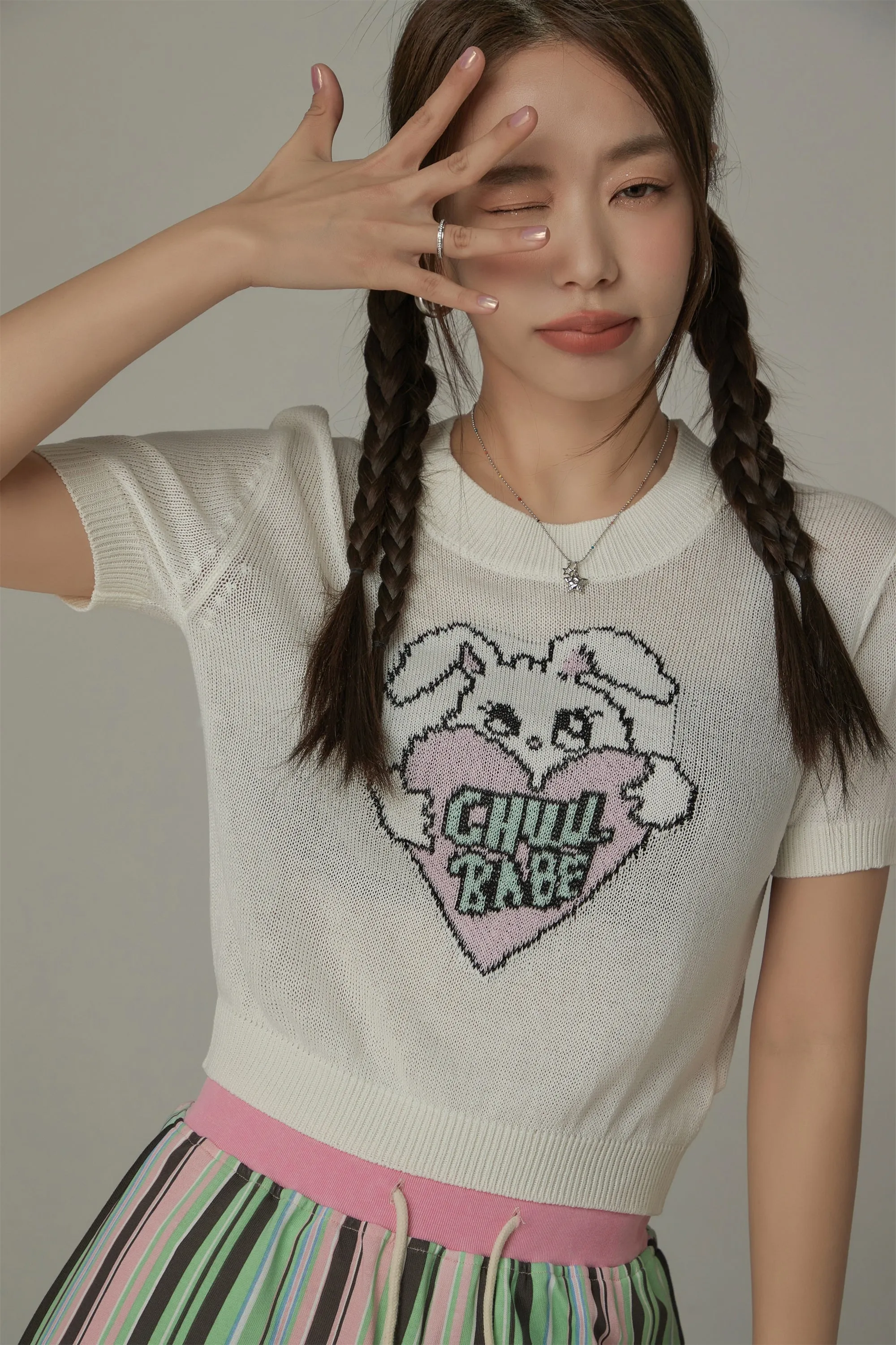 Rabbit Cropped Knit Top