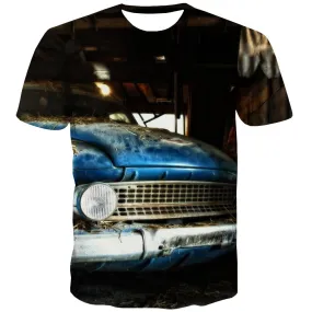 Racing Car T shirts Men Metal T-shirts Graphic City Tshirts Novelty Gray Tshirt Anime Retro Shirt Print