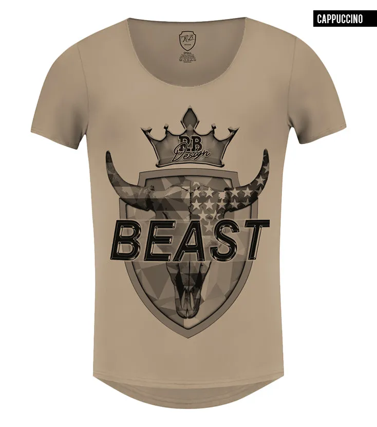 RB Design Men's T-shirt BEAST Muscle Fit Scoop Neck Premium Tees / Color Option / MD719