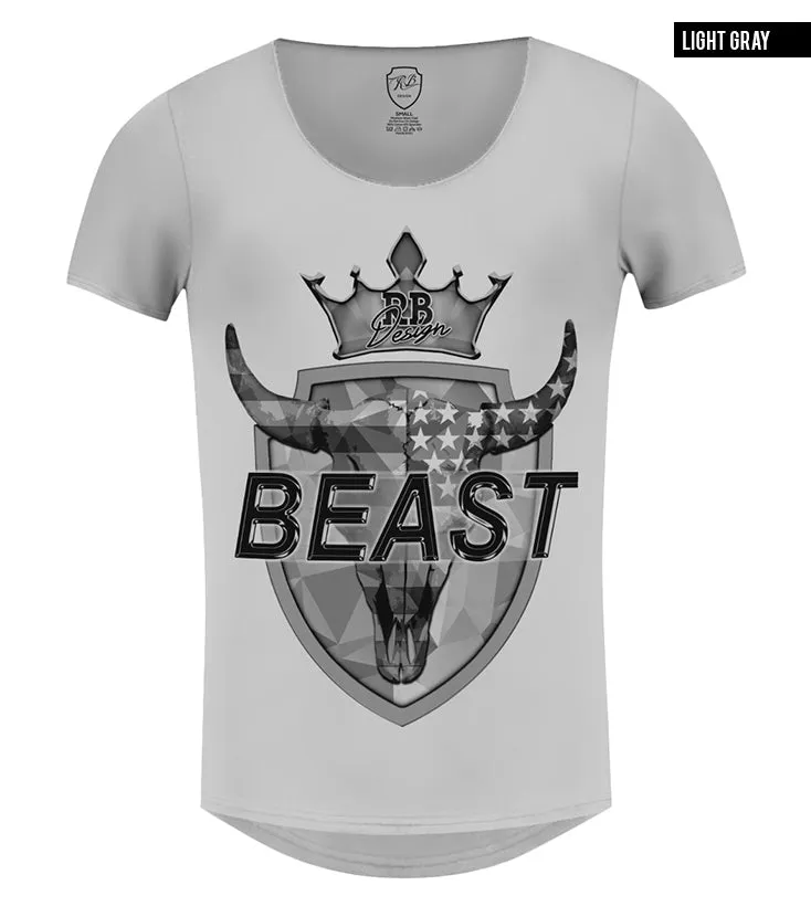 RB Design Men's T-shirt BEAST Muscle Fit Scoop Neck Premium Tees / Color Option / MD719