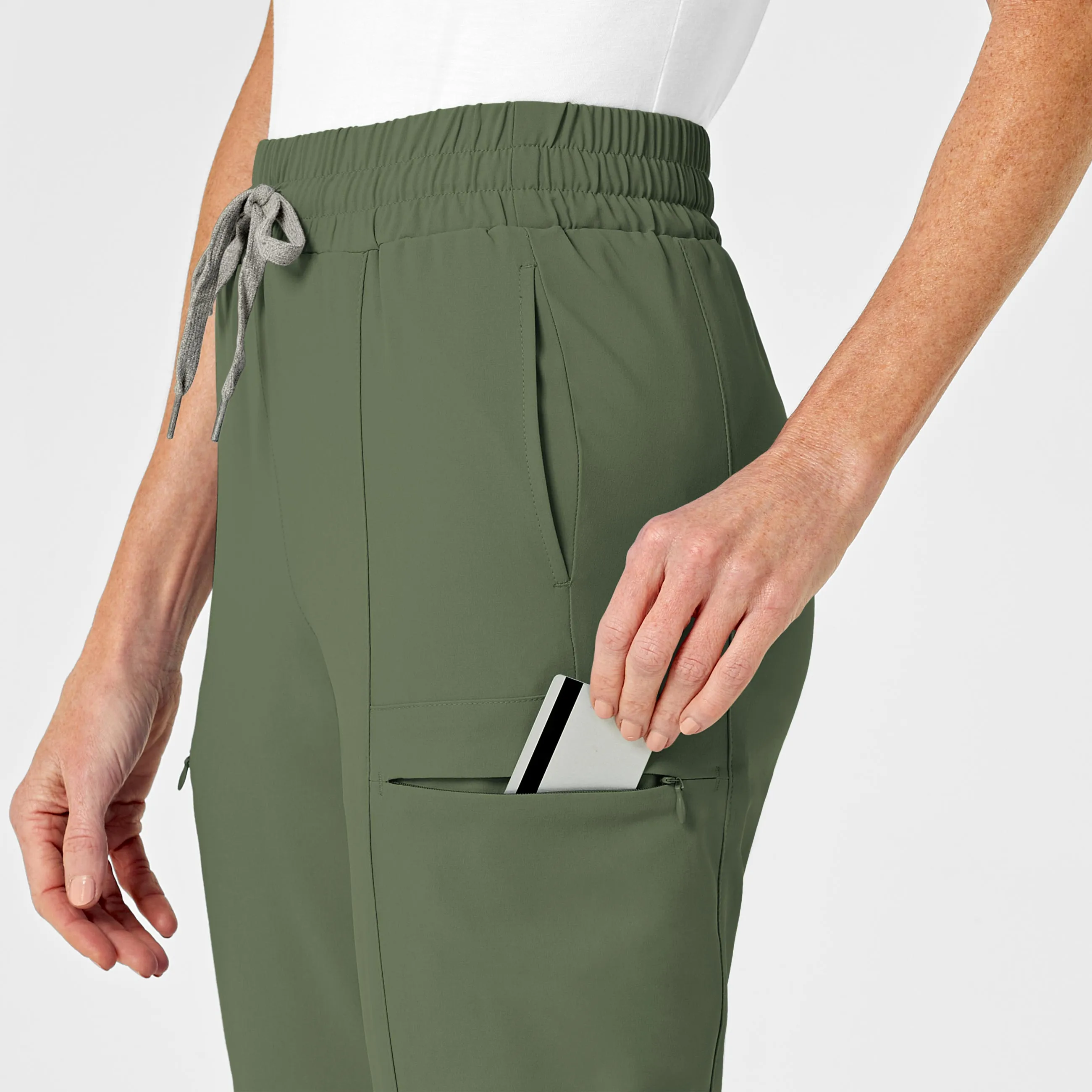 RENEW Women's High Waist Slim Leg Scrub Pant - Olive