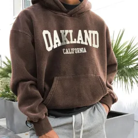 Retro  Oakland Casual Print Hoodie