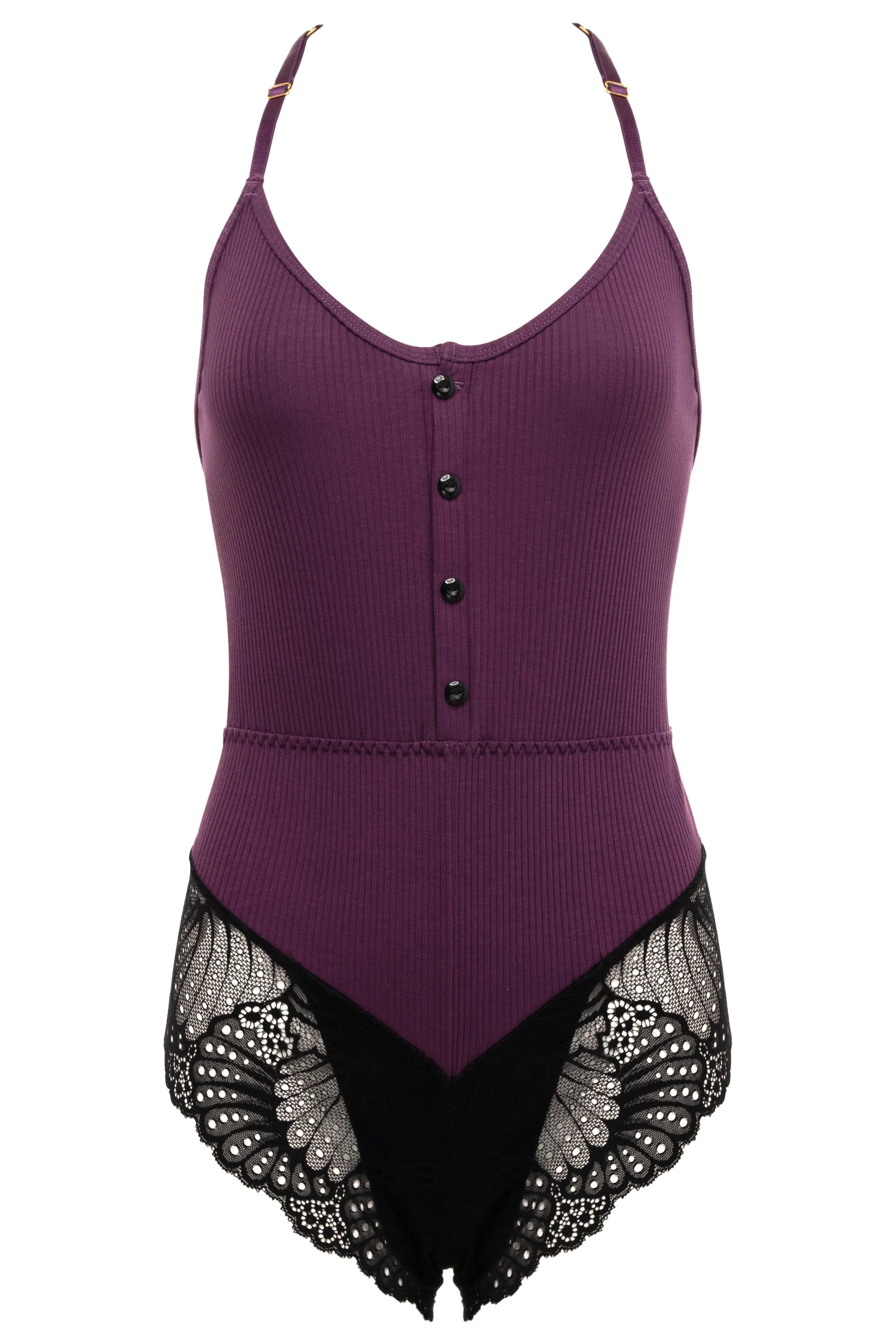 RIBBED JERSEY ROMPER - ITALIAN PLUM/BLACK