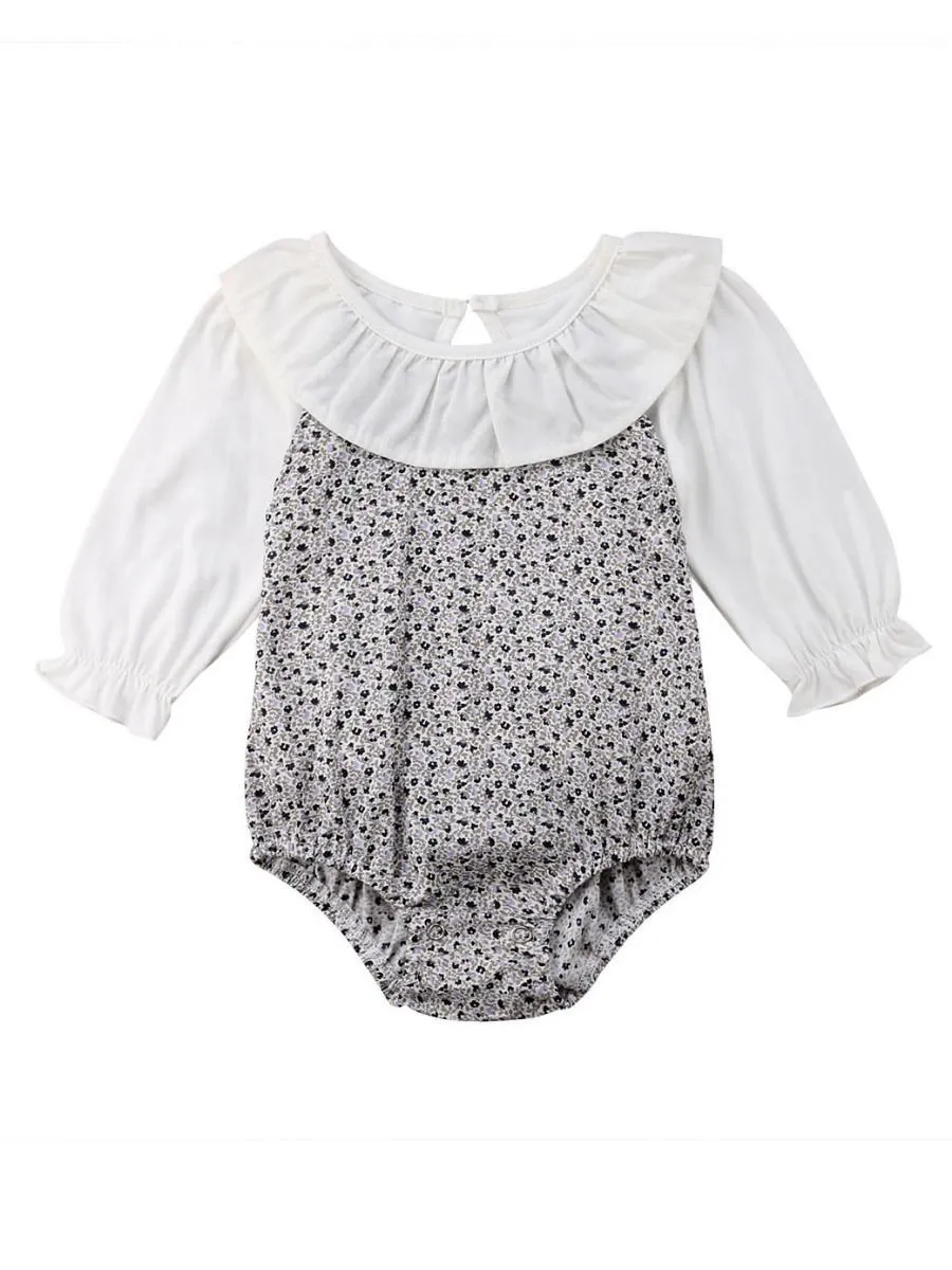 Ruffle Collar Infant Girl Romper Spring Onesie