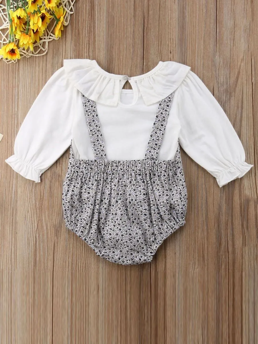 Ruffle Collar Infant Girl Romper Spring Onesie