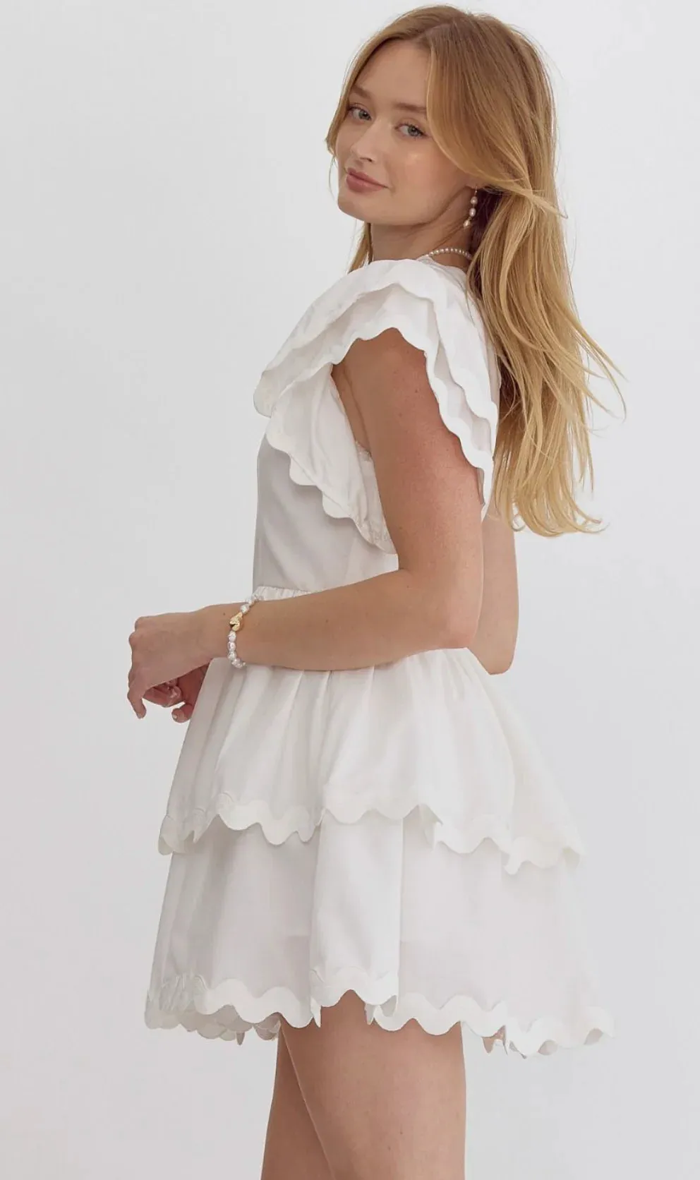 SCALLOP RUFFLE WHITE ROMPER