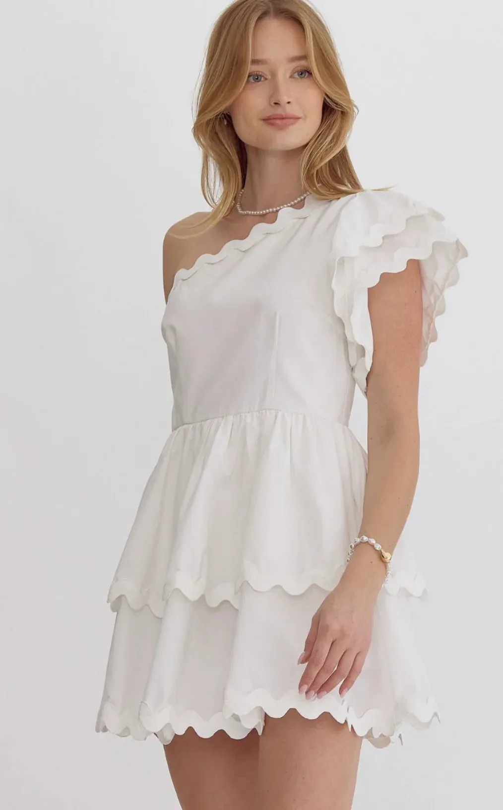 SCALLOP RUFFLE WHITE ROMPER