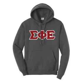 SigEp Dark Heather Hoodie with Sewn On Greek Letters