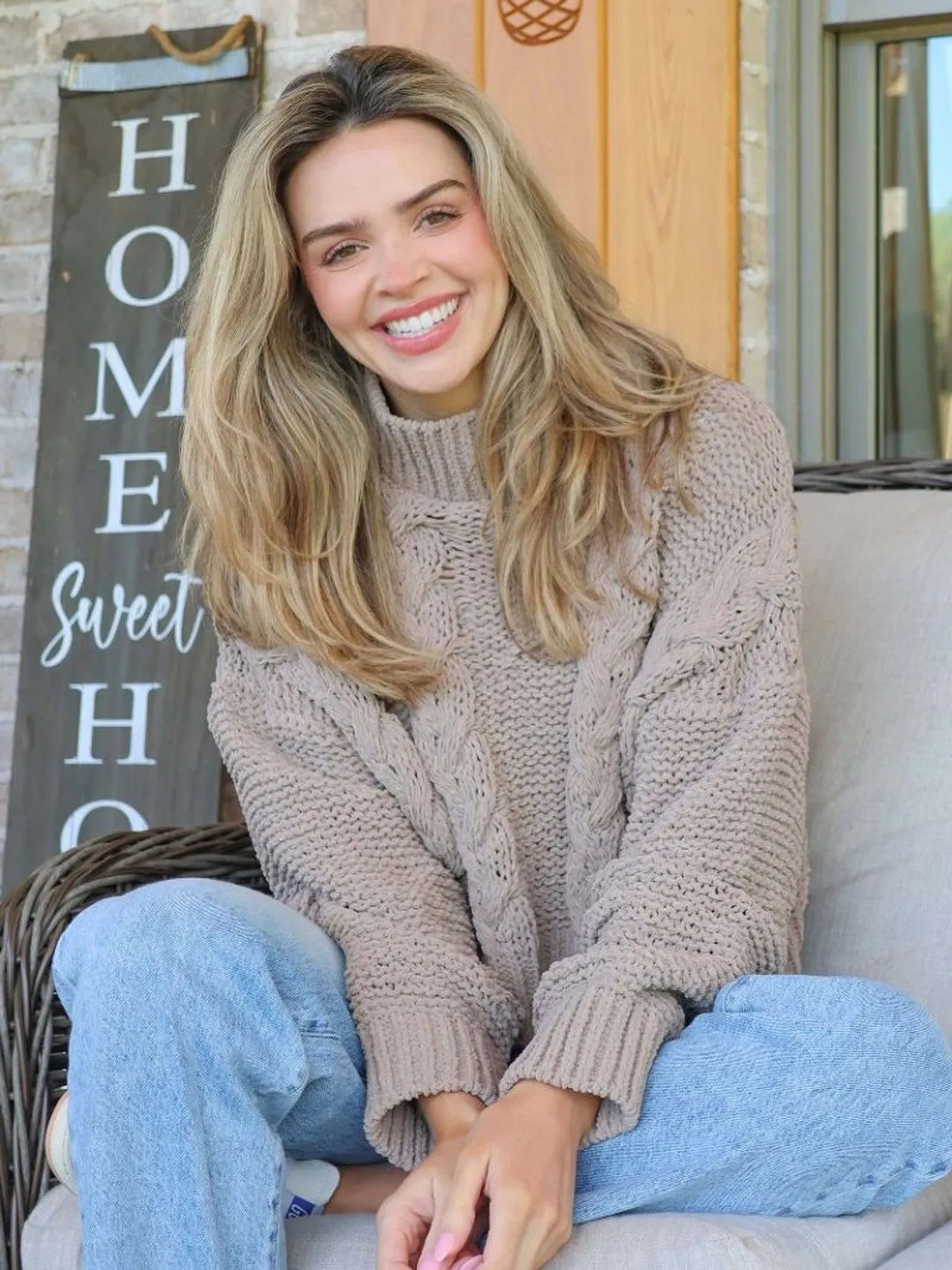 Simply Southern Braid Sweater Tan