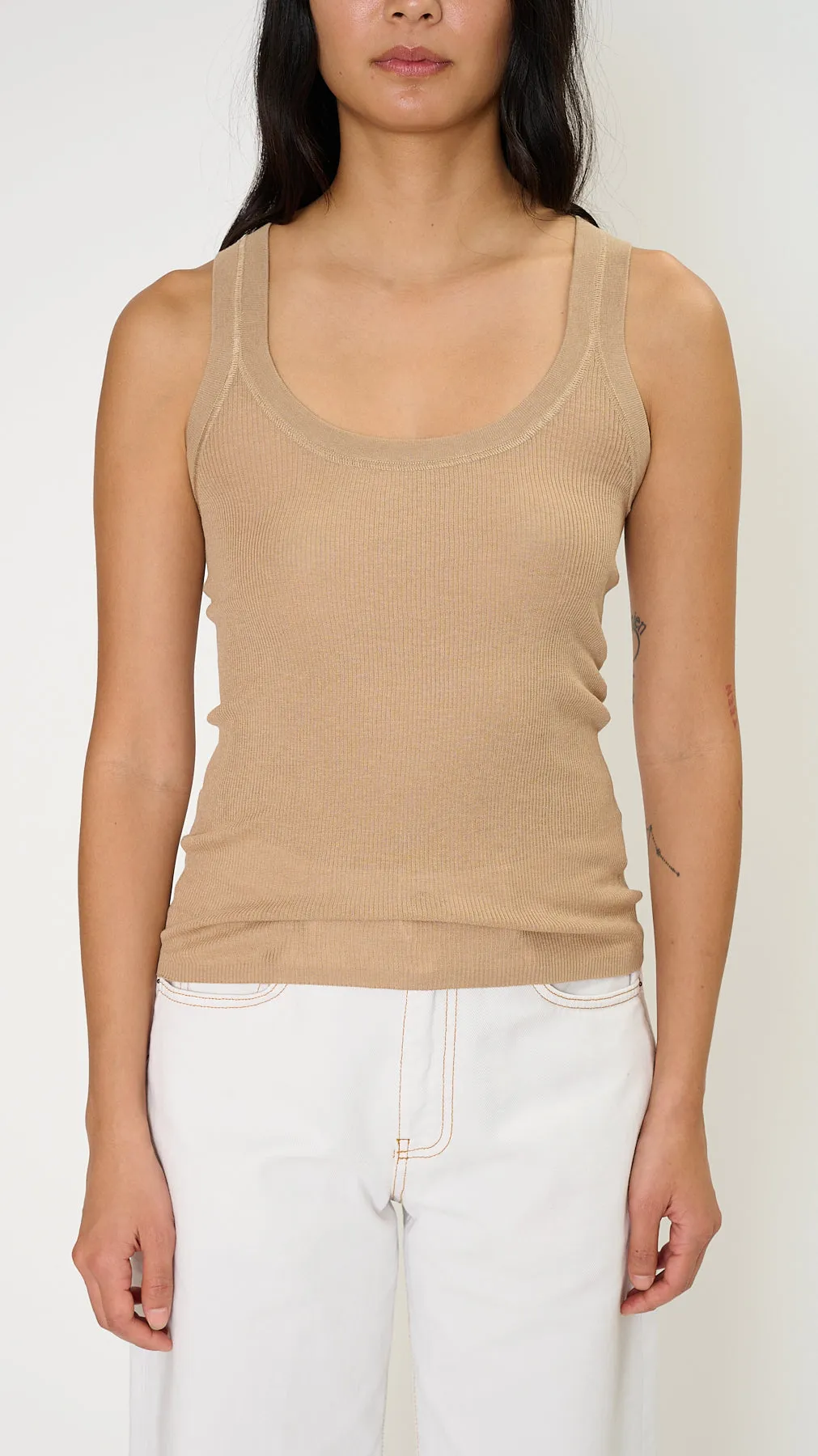 Skinny Rib Cami in Sand