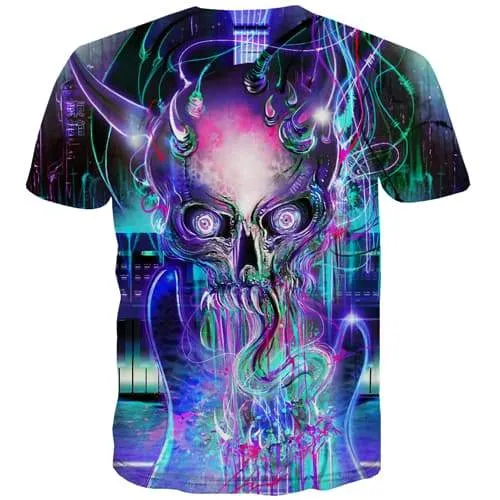 Skull T-shirt Men Abstract Tshirts Novelty Gothic T-shirts Graphic Hip Hop Tshirt Printed Colorful T-shirts 3d Short Sleeve