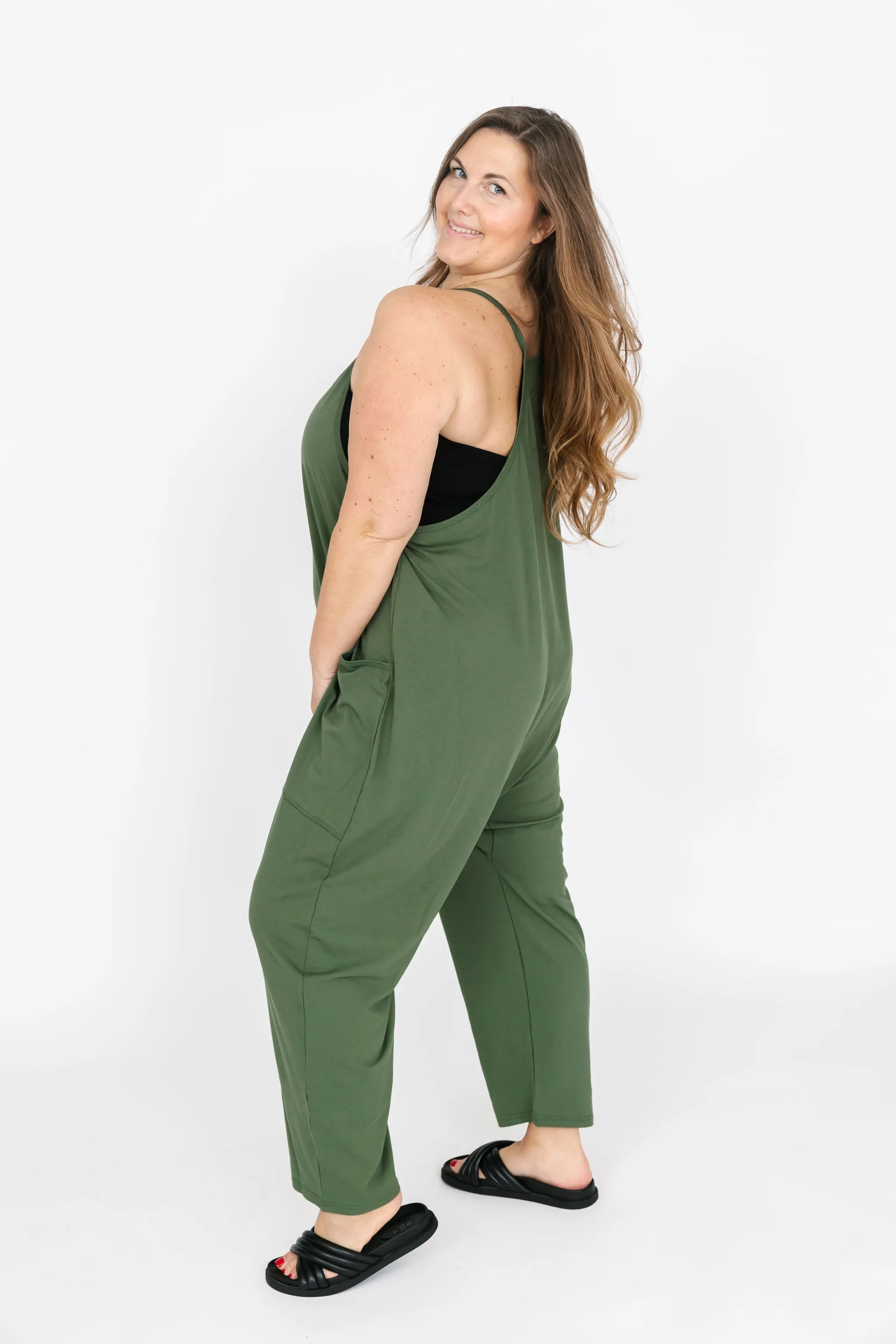 Smash & Tess Abigael Romper | Moss Green   Midnight Black