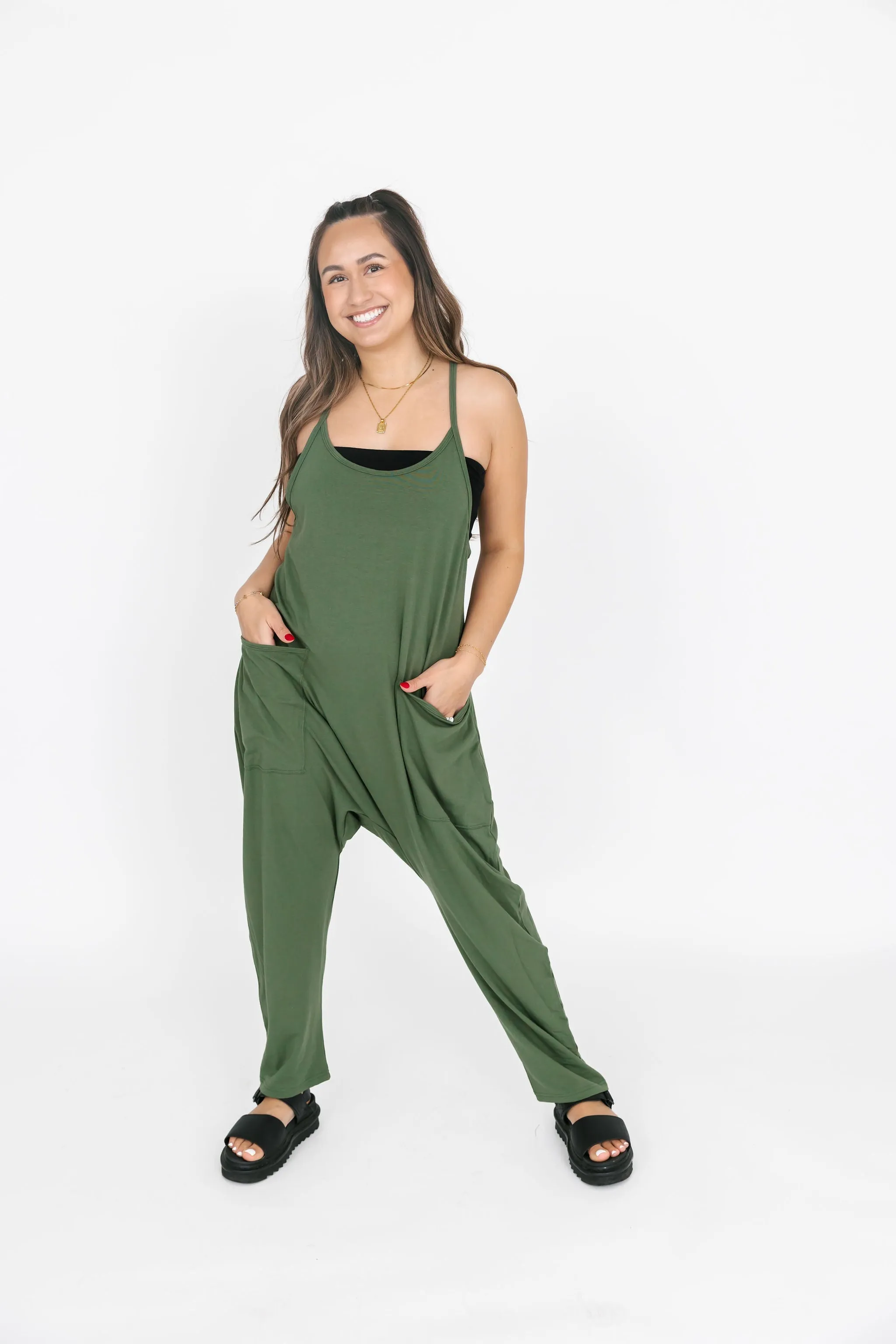 Smash & Tess Abigael Romper | Moss Green   Midnight Black