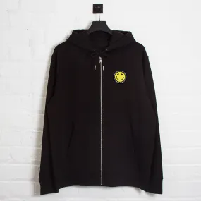 Smiley Crest - Zipped Hood - Black