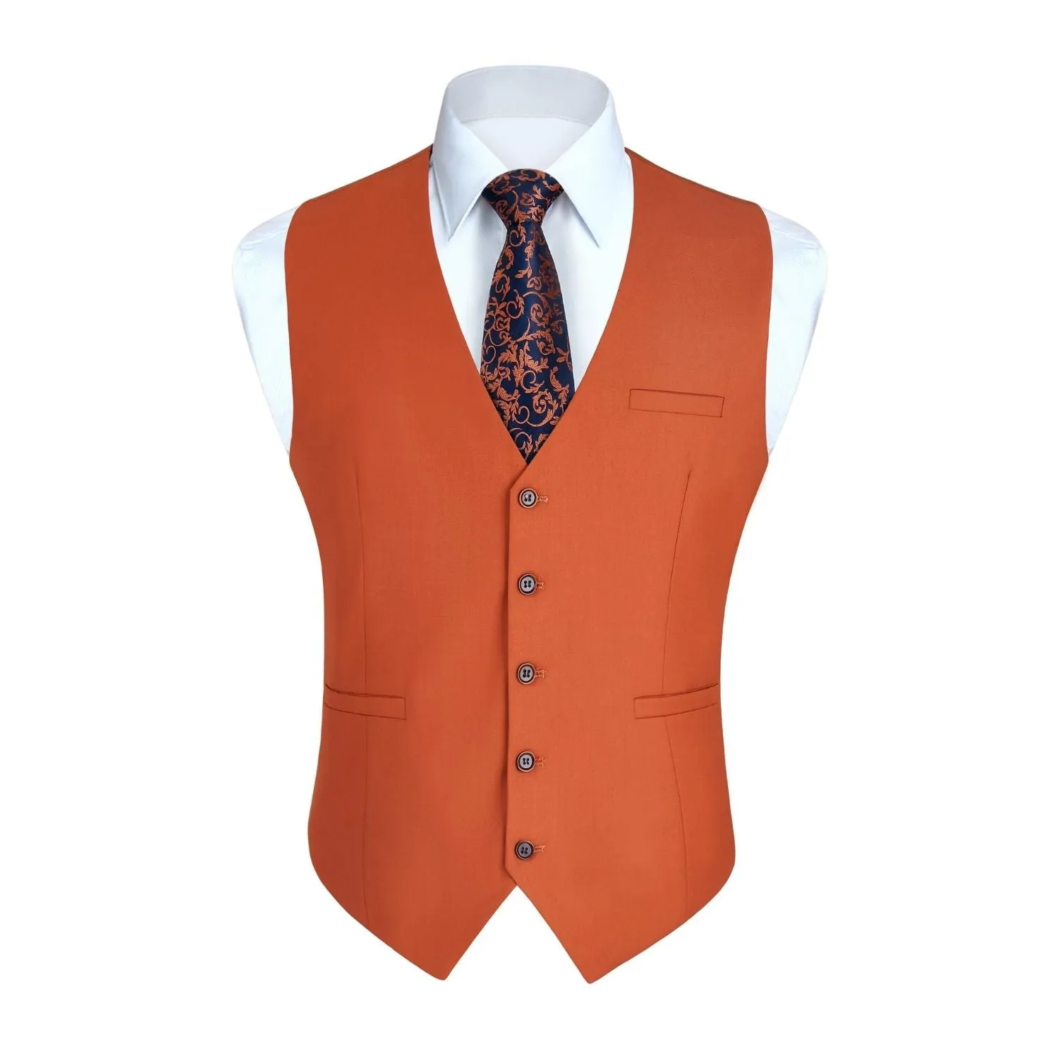 Solid Slim Suit Vest - DARK ORANGE