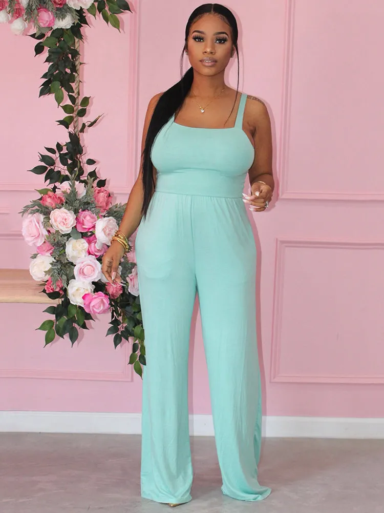 Spaghetti Strap High Waist Jumpsuit