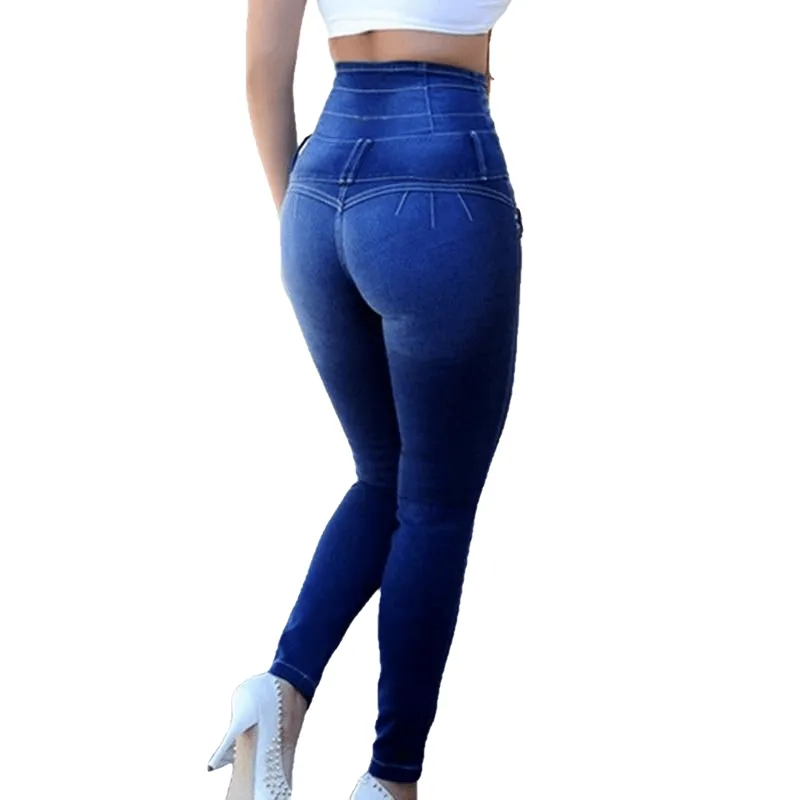 Spring Casual Ladies' Slim Stretchy High Waist Single-breasted Jeans