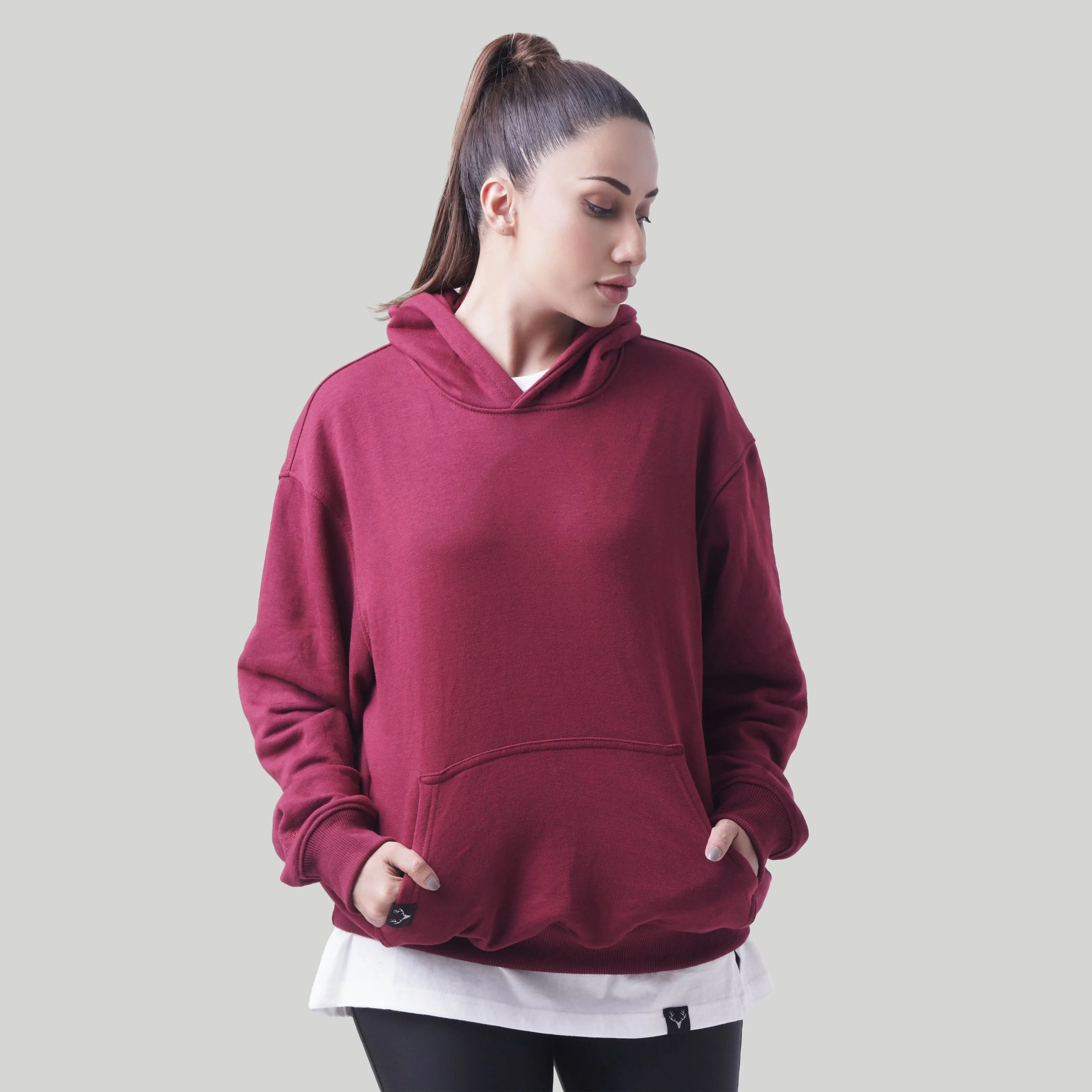 Stag Boxy Fit Rest Day Unisex Hoodie (Maroon)