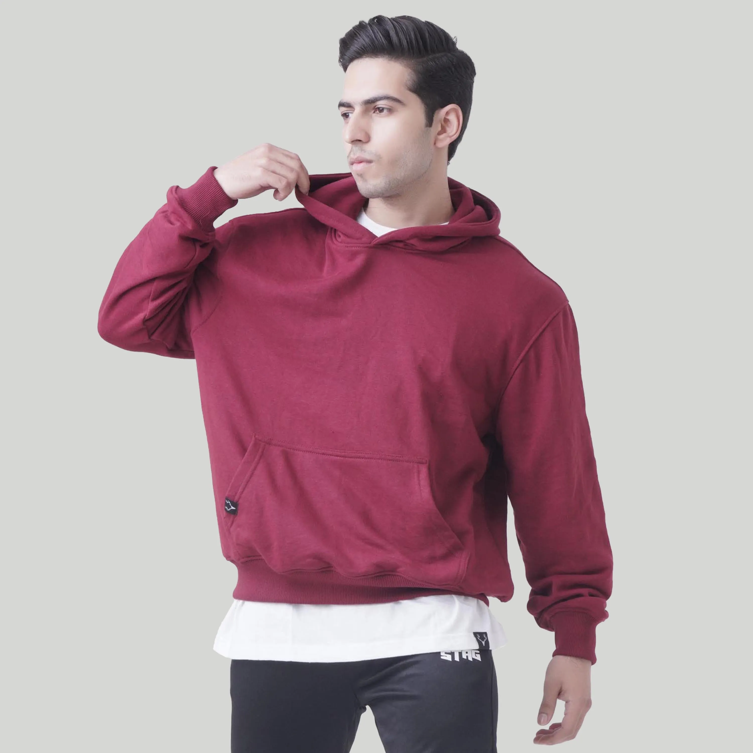 Stag Boxy Fit Rest Day Unisex Hoodie (Maroon)