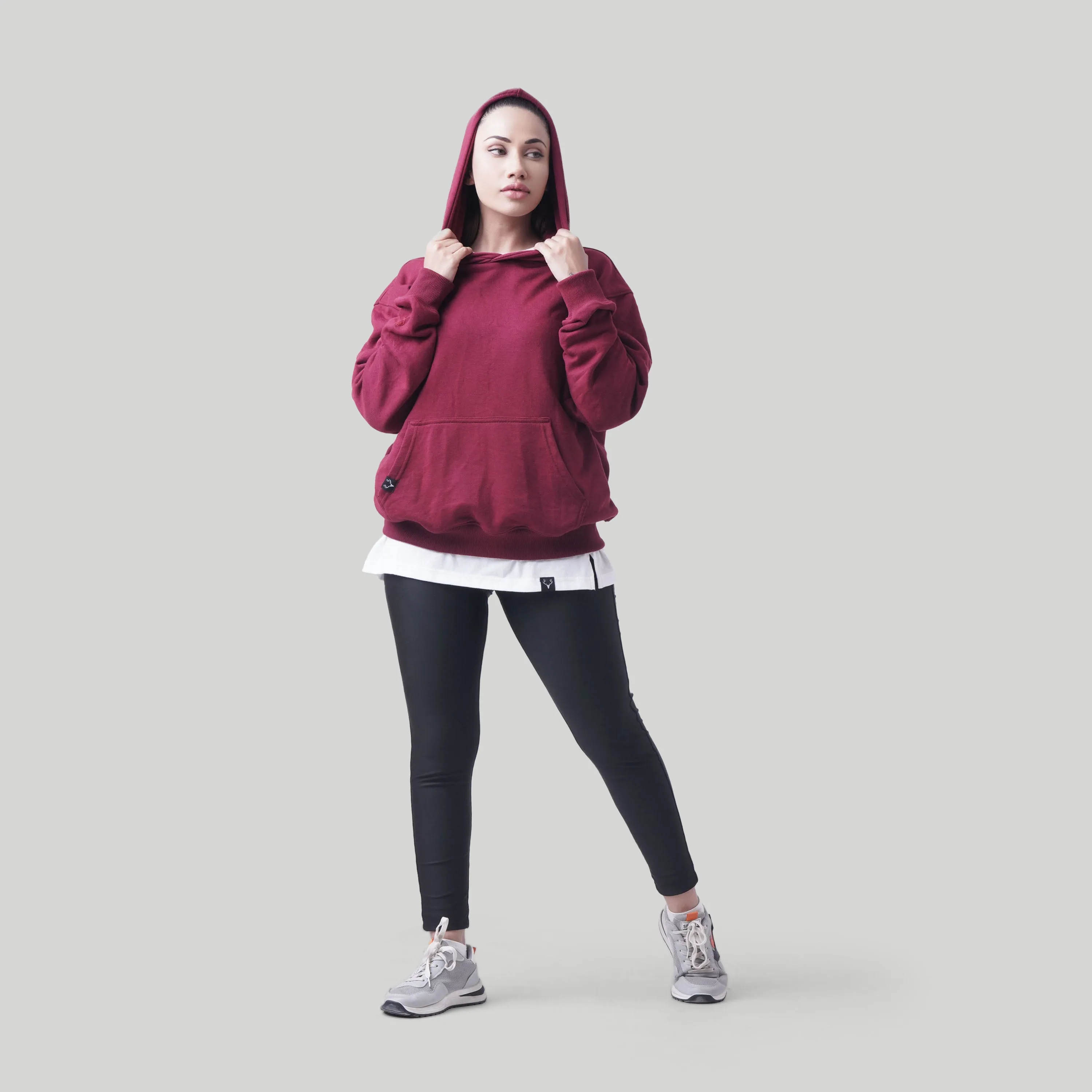 Stag Boxy Fit Rest Day Unisex Hoodie (Maroon)