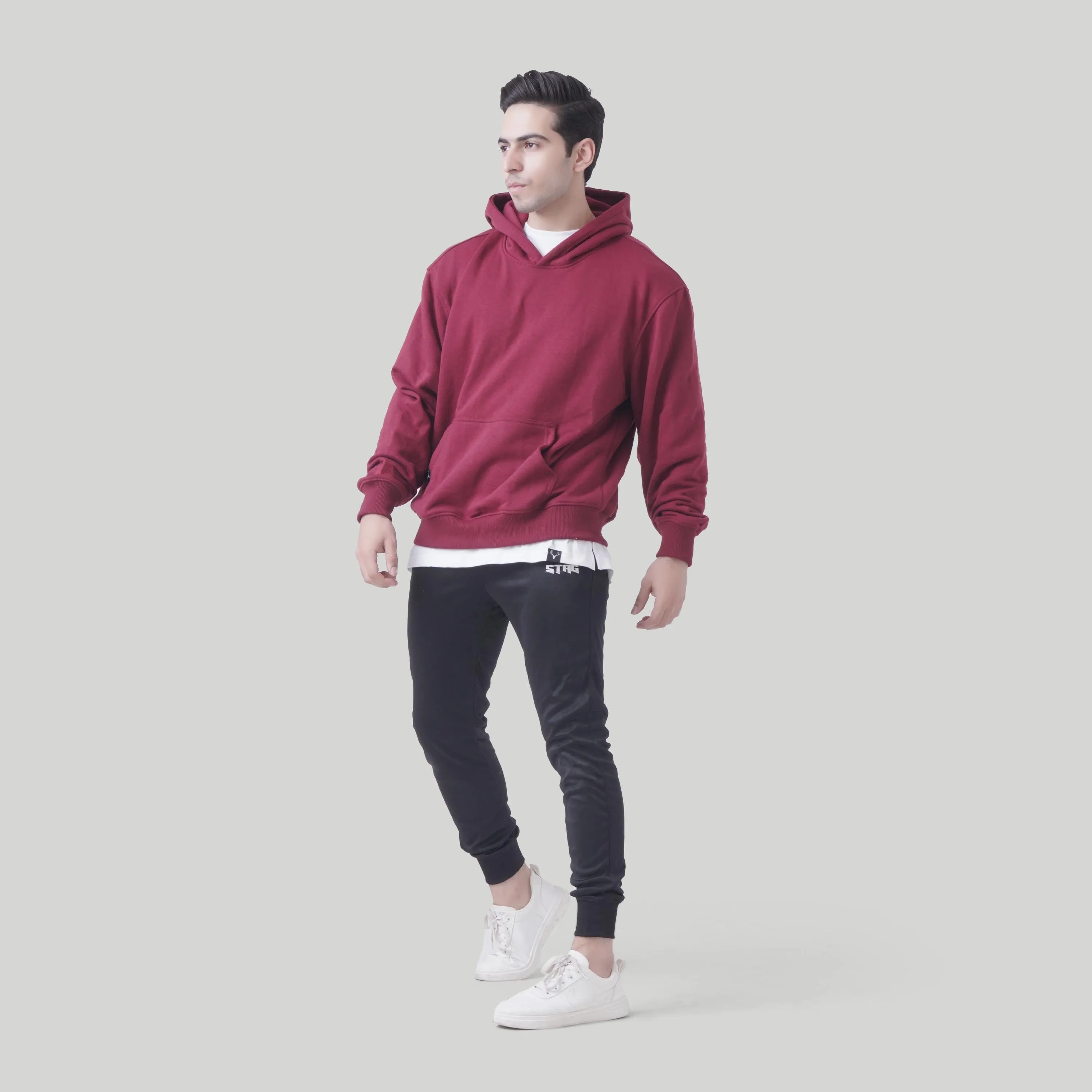 Stag Boxy Fit Rest Day Unisex Hoodie (Maroon)