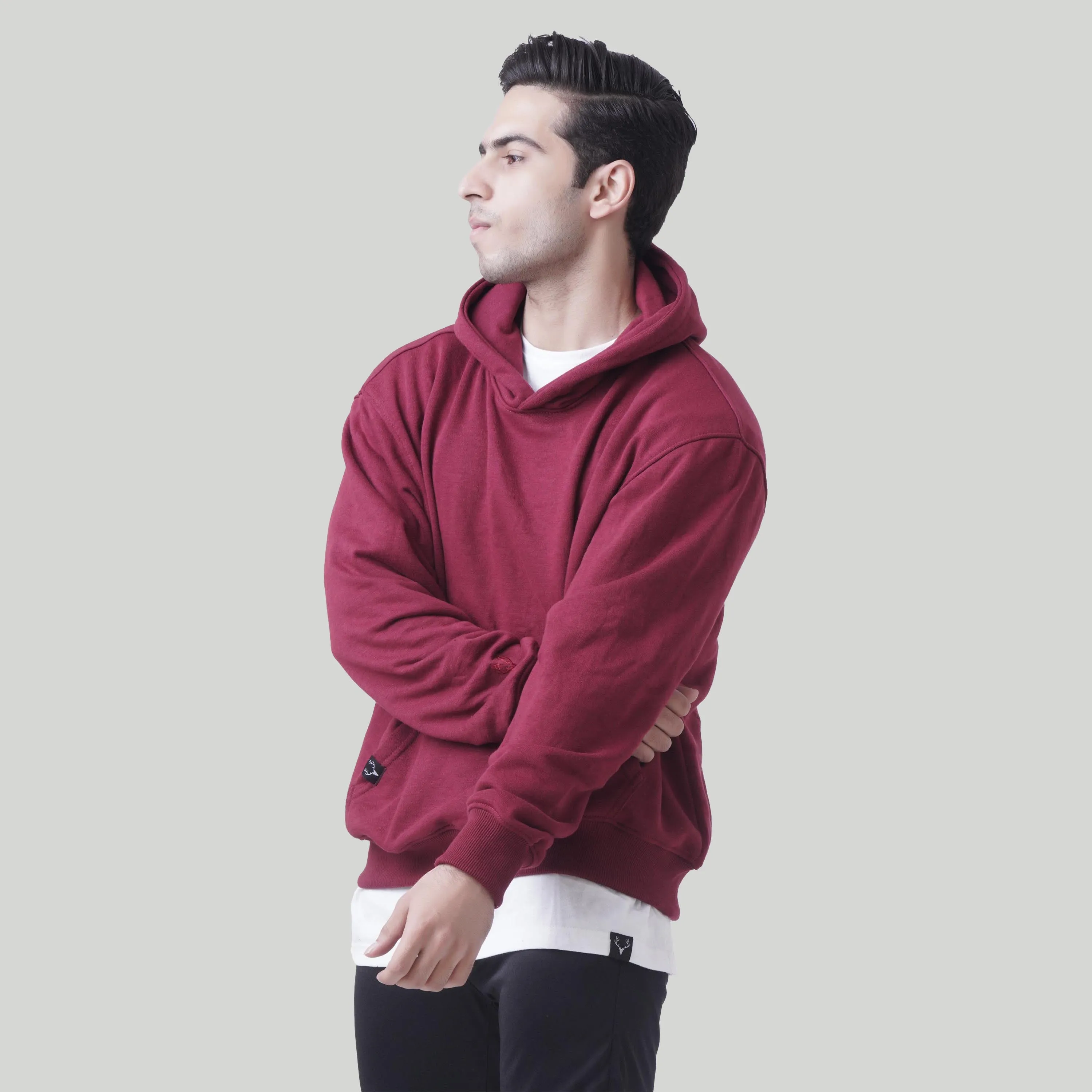 Stag Boxy Fit Rest Day Unisex Hoodie (Maroon)