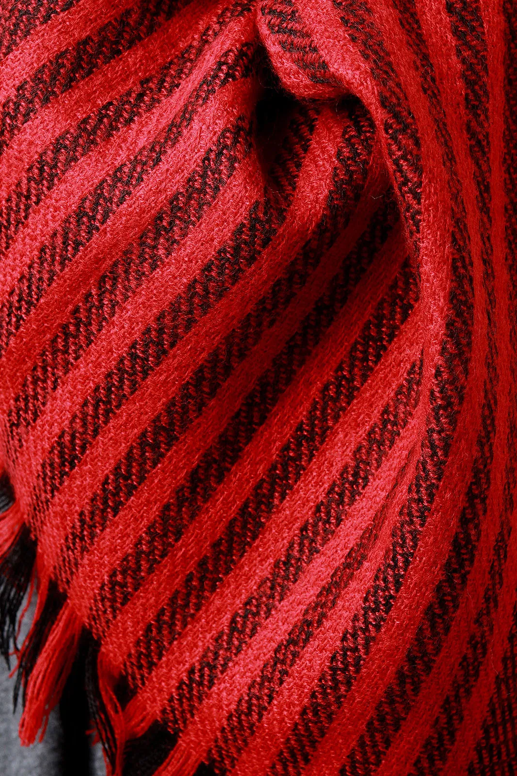 Striped Melange Knit Blanket Scarf