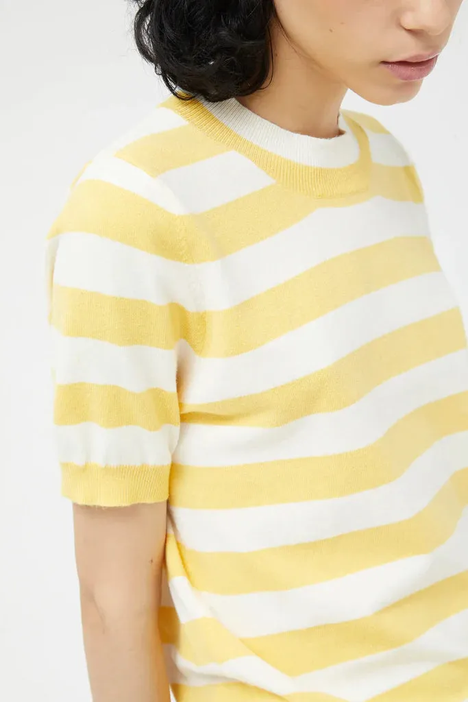 Striped Short Sleeve Sweater - Yellow