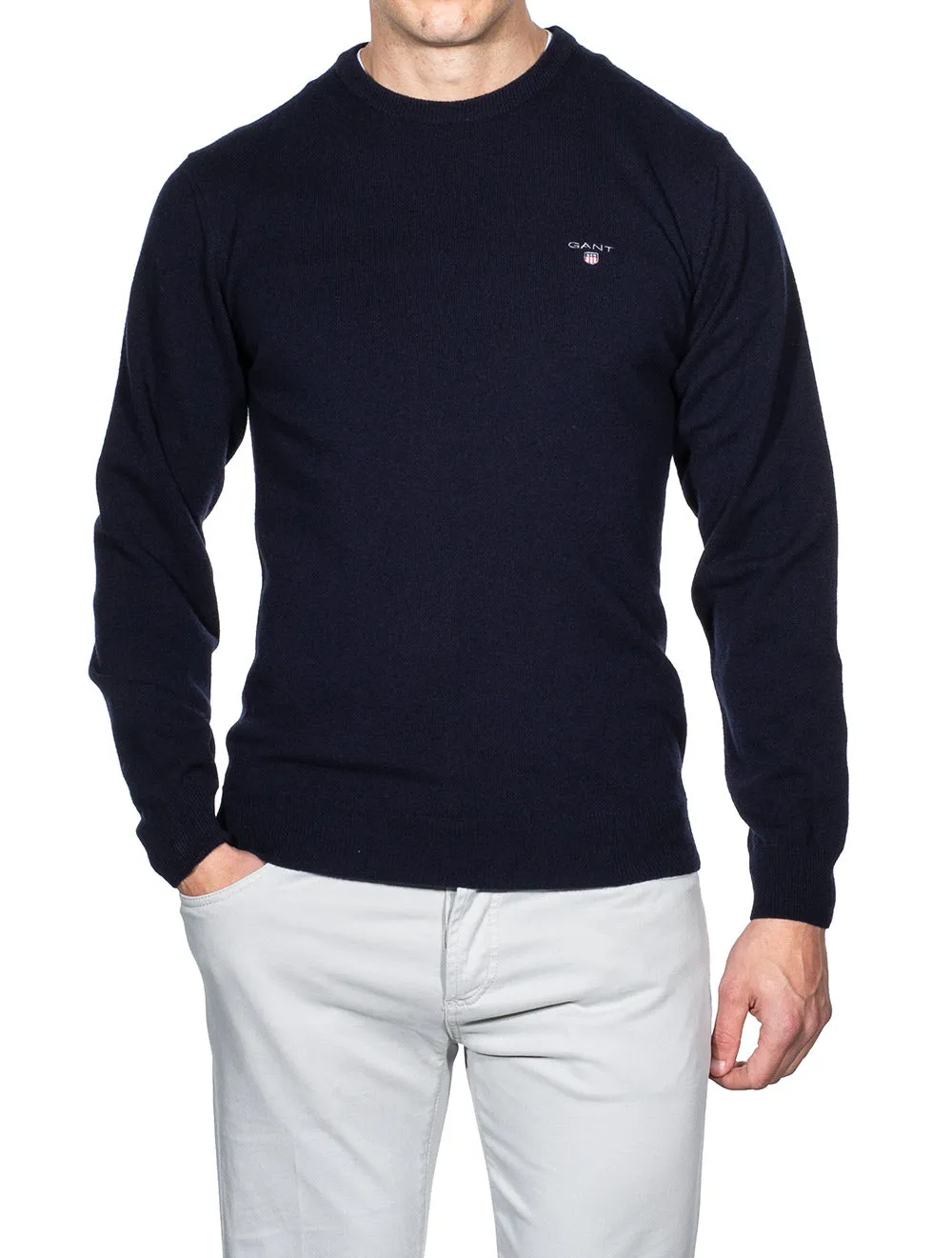 Super Fine Lambswool Crewneck Sweater Marine