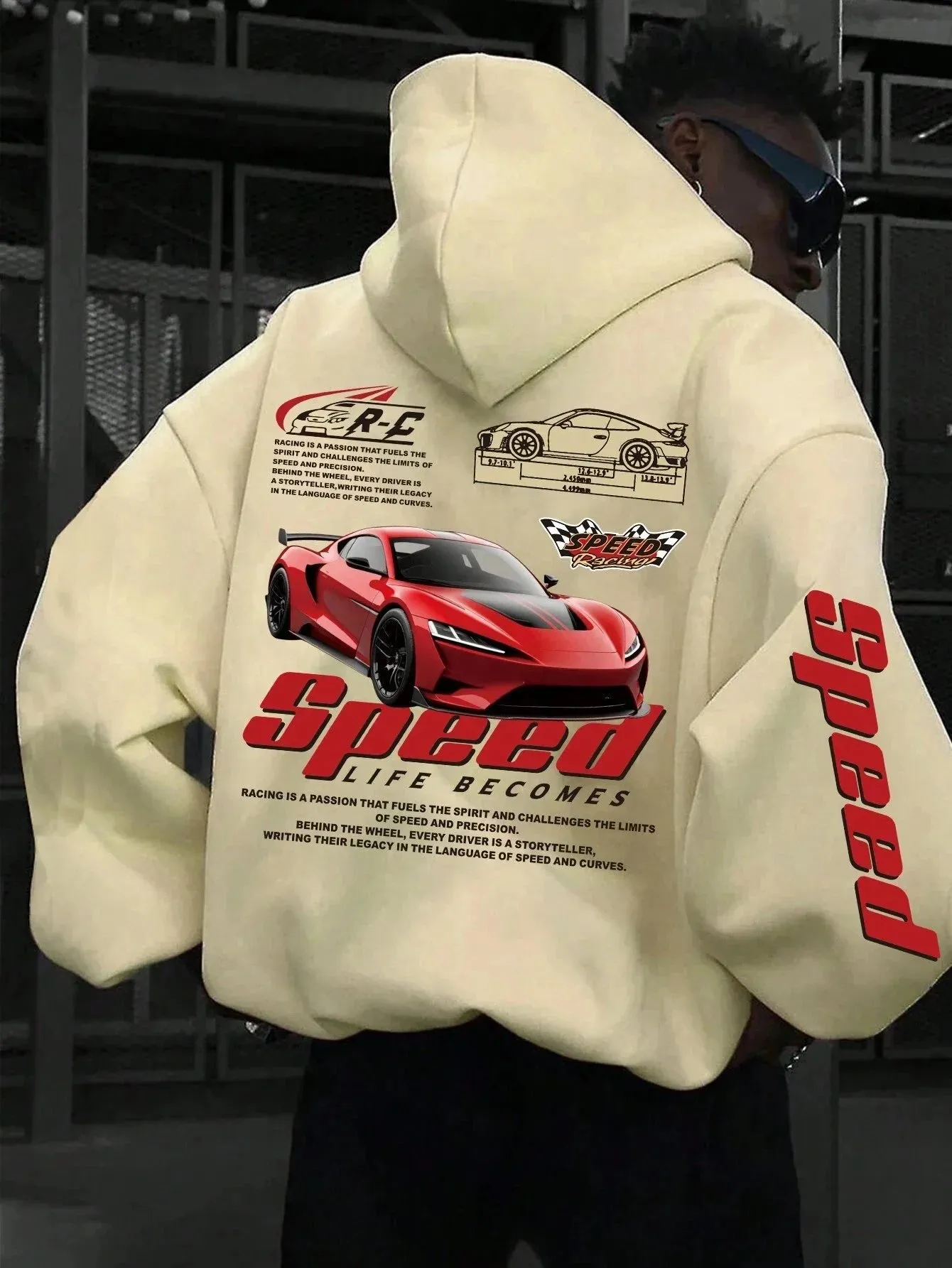 SXV  'Speed’ Printed Cool Aesthetic Sweatshirt Hoodie