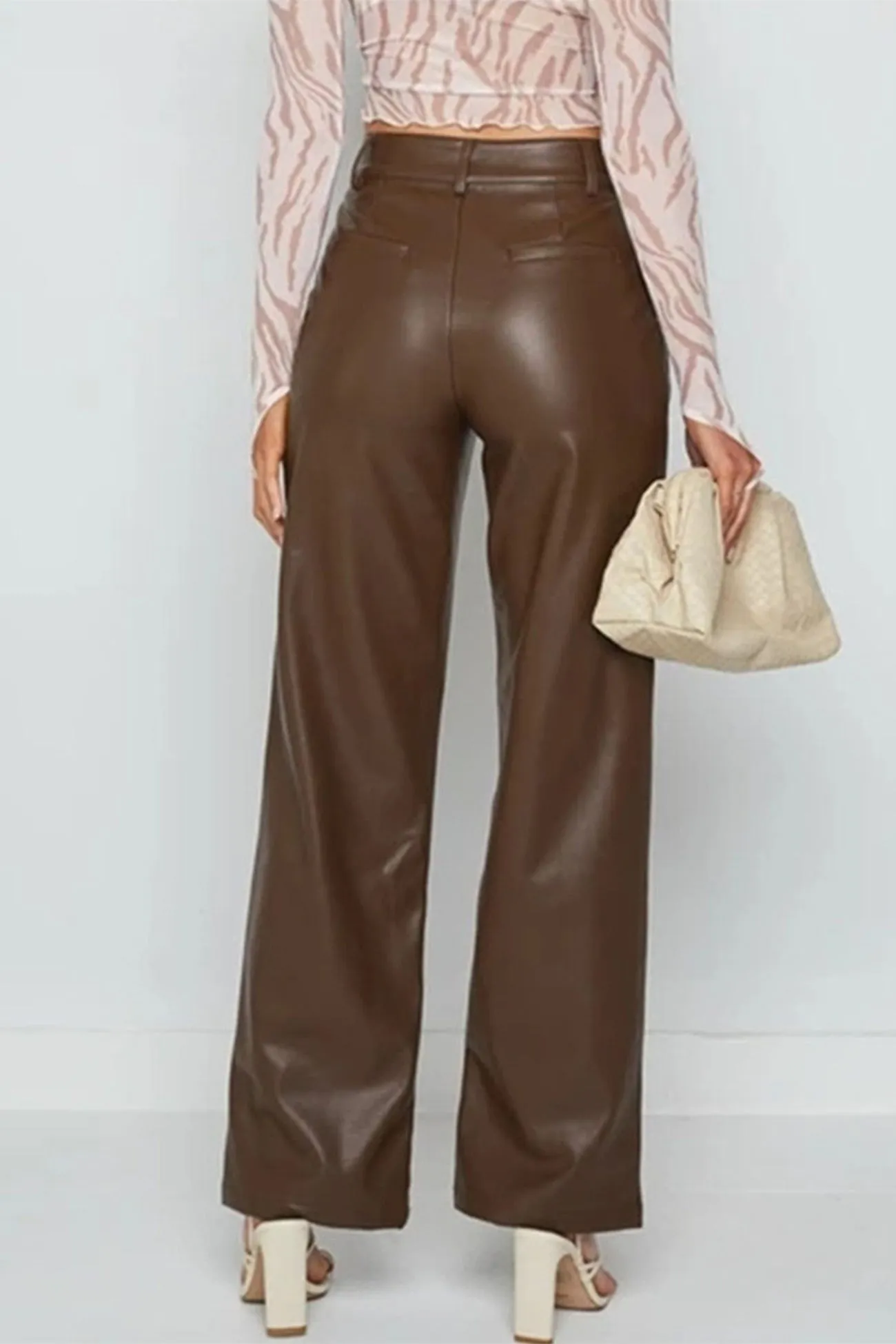 TastyHottie - High Waist Wide Leg Leather Pants