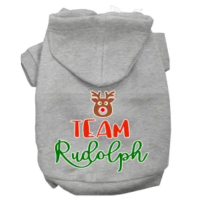 Team Rudolph Screen Print Dog Hoodie Grey Xl