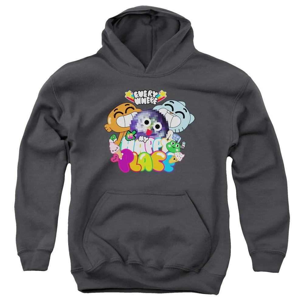 The Amazing World of Gumball Happy Place Youth Charcoal Hoodie