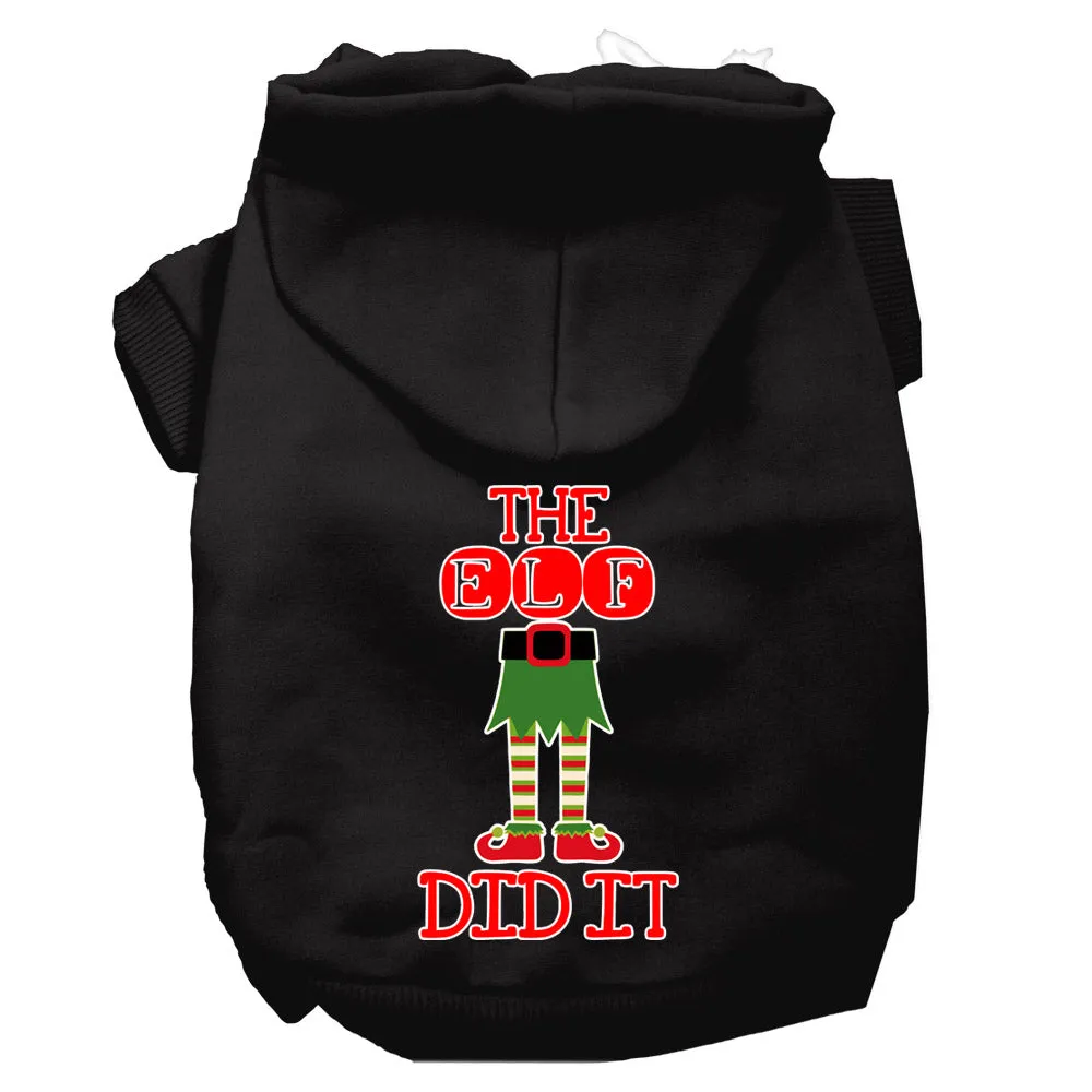 The Elf Did It Screen Print Dog Hoodie Black M