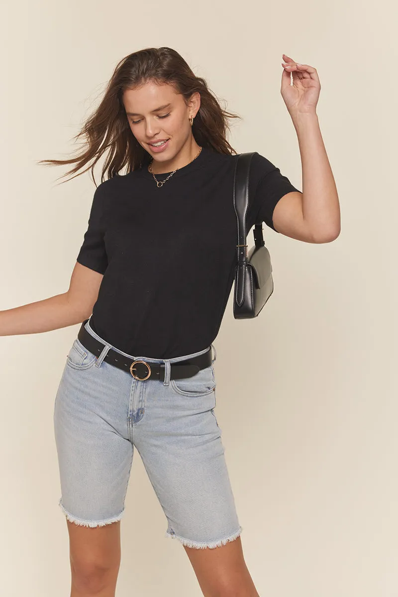 The Lori Soft Touch Knit Top in Black