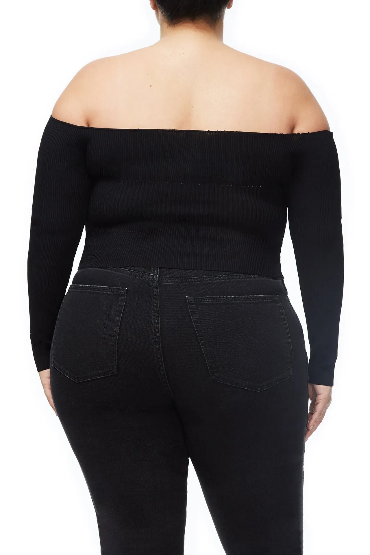 THE OFF SHOULDER KNIT TOP | BLACK001