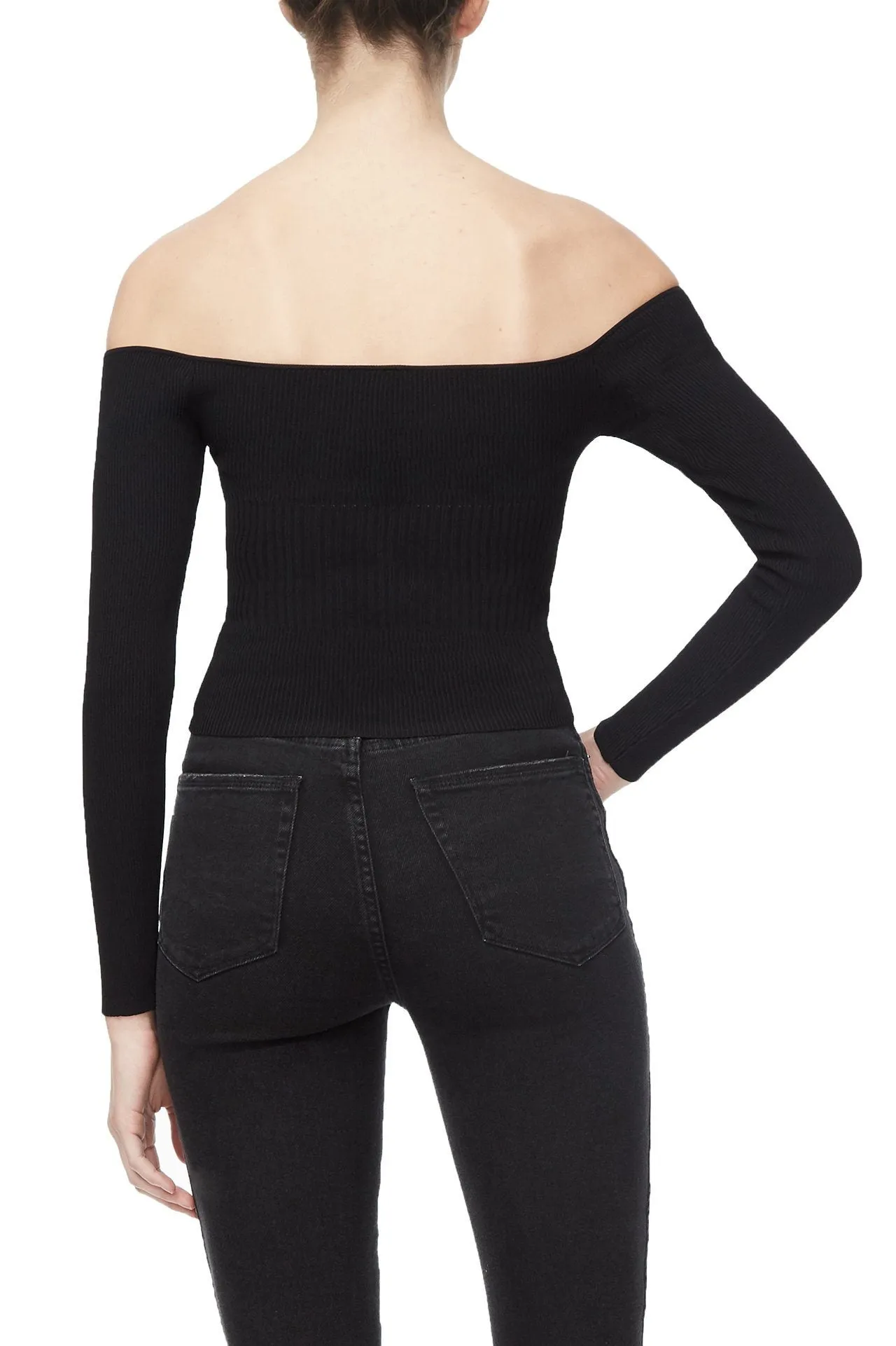 THE OFF SHOULDER KNIT TOP | BLACK001