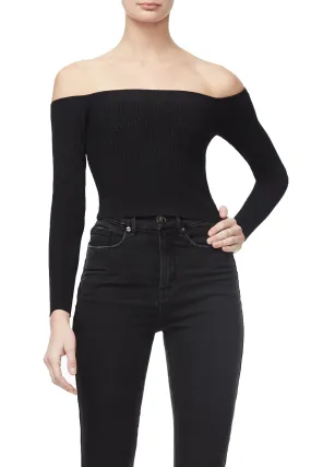 THE OFF SHOULDER KNIT TOP | BLACK001