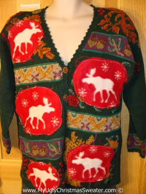 Ugly Christmas Sweater Party Holy Grail of Ugly Sweater with Reindeer (z28)