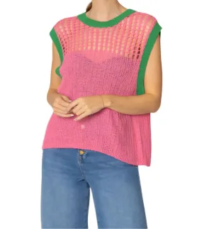 Vest Top Pink and Green Crochet