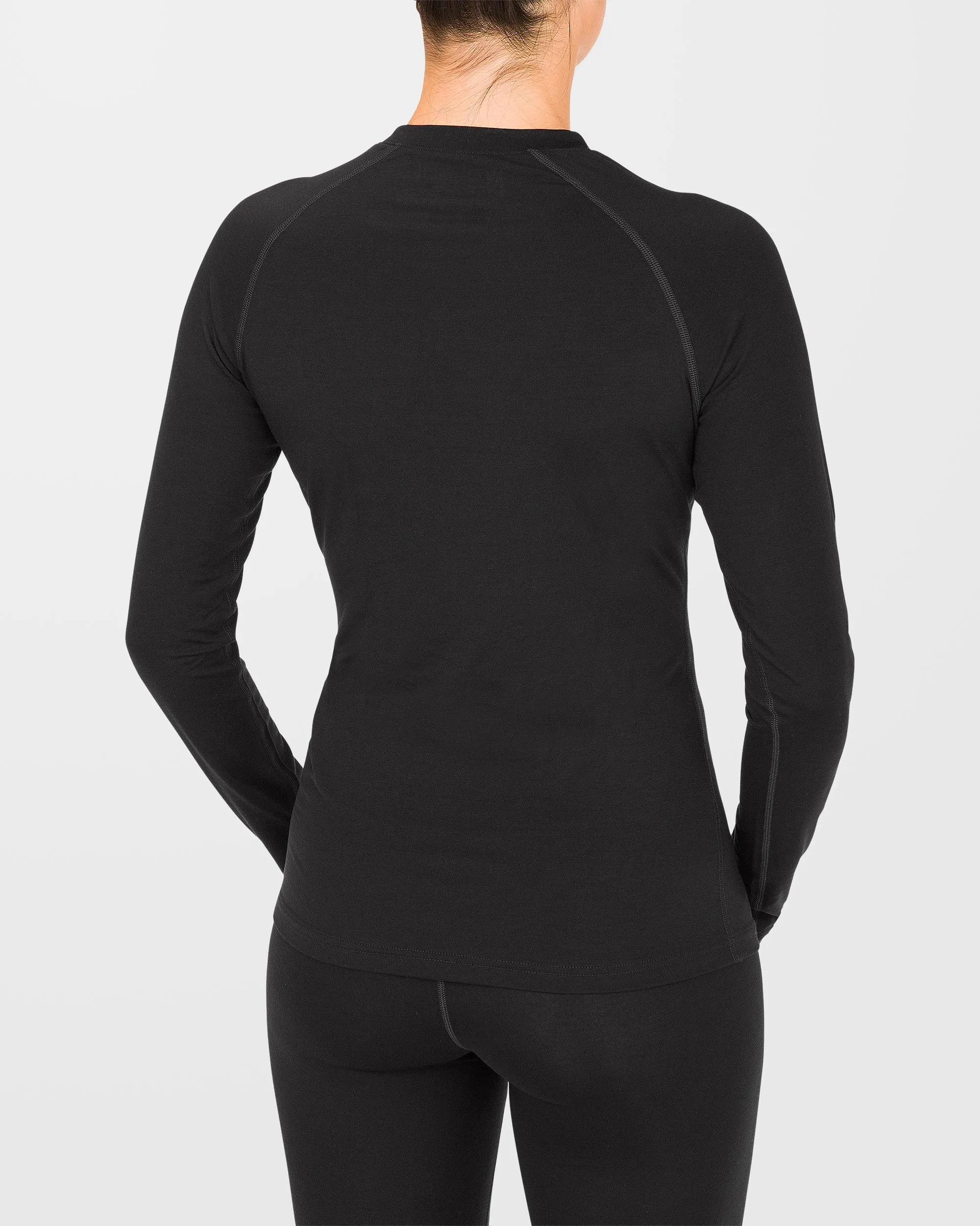 W Merino Blend Base Layer Top - Black